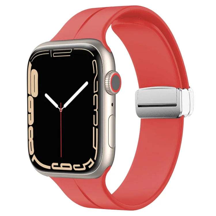 マグネティックフォールドクラスプシリコンウォッチバンド、Apple Watch Series 8&7 45mm用、Apple Watch Series 8&7 41mm用