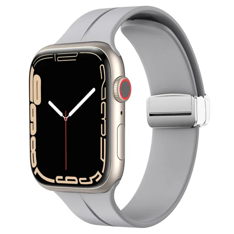 マグネティックフォールドクラスプシリコンウォッチバンド、Apple Watch Series 8&7 45mm用、Apple Watch Series 8&7 41mm用