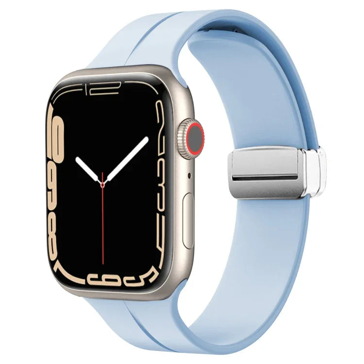 マグネティックフォールドクラスプシリコンウォッチバンド、Apple Watch Series 8&7 45mm用、Apple Watch Series 8&7 41mm用