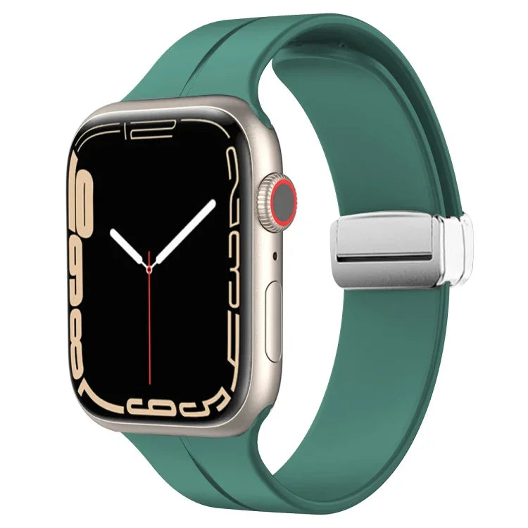 マグネティックフォールドクラスプシリコンウォッチバンド、Apple Watch Series 8&7 45mm用、Apple Watch Series 8&7 41mm用