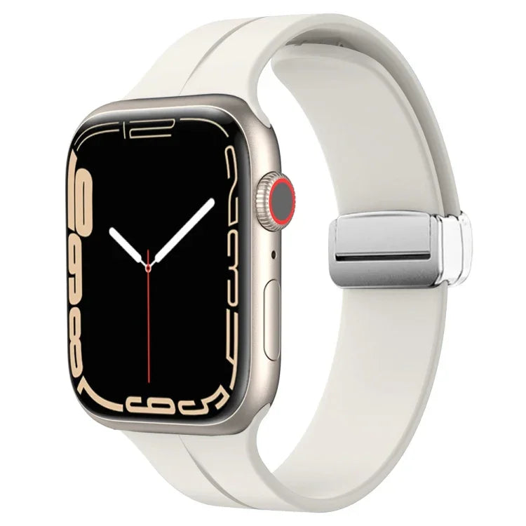 マグネティックフォールドクラスプシリコンウォッチバンド、Apple Watch Series 8&7 45mm用、Apple Watch Series 8&7 41mm用