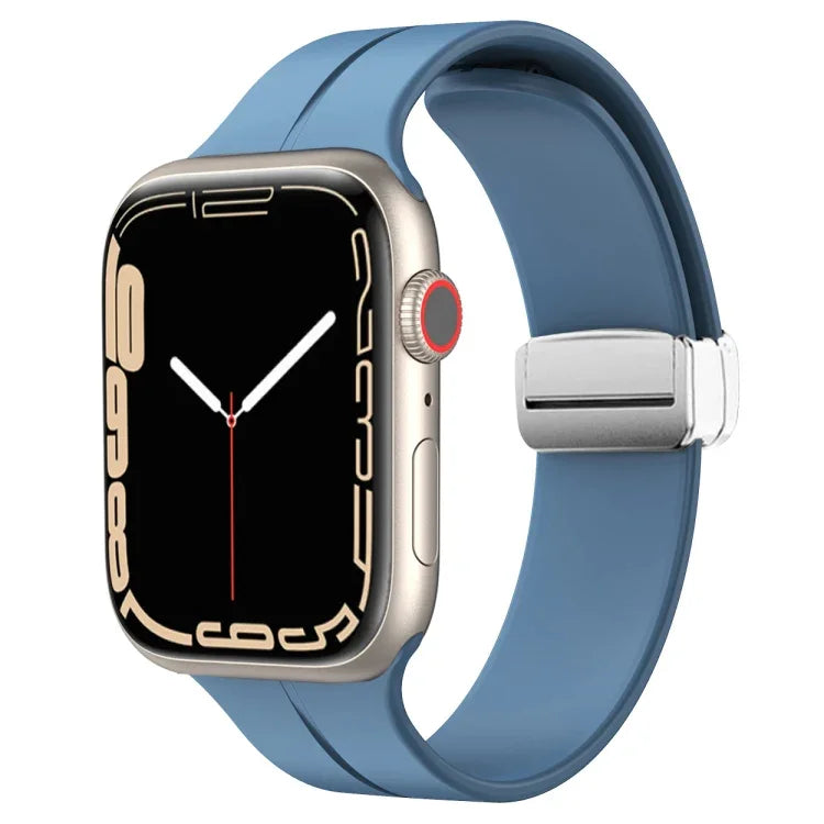 マグネティックフォールドクラスプシリコンウォッチバンド、Apple Watch Series 8&7 45mm用、Apple Watch Series 8&7 41mm用