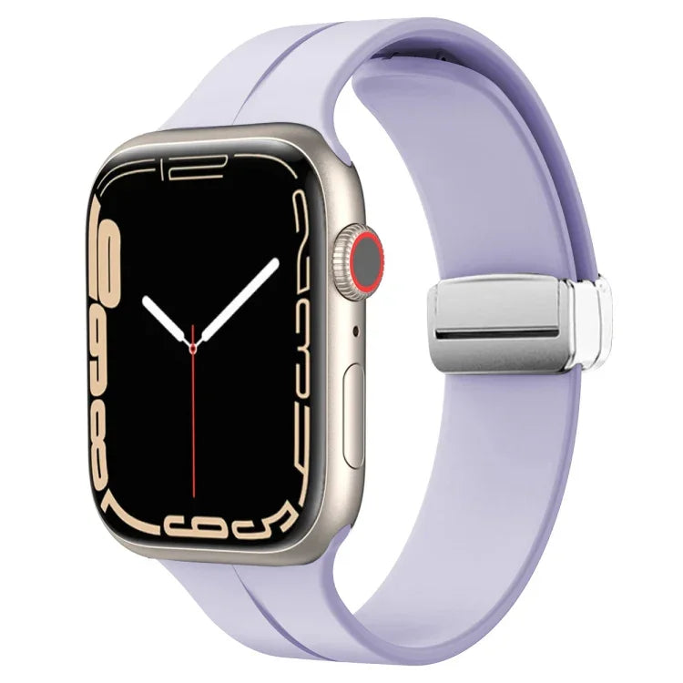 マグネティックフォールドクラスプシリコンウォッチバンド、Apple Watch Series 8&7 45mm用、Apple Watch Series 8&7 41mm用