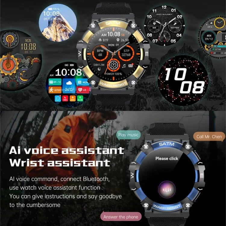 PG666 1.39インチ TFTスクリーン Bluetooth通話スマートウォッチ、心拍数／血圧モニタリング対応