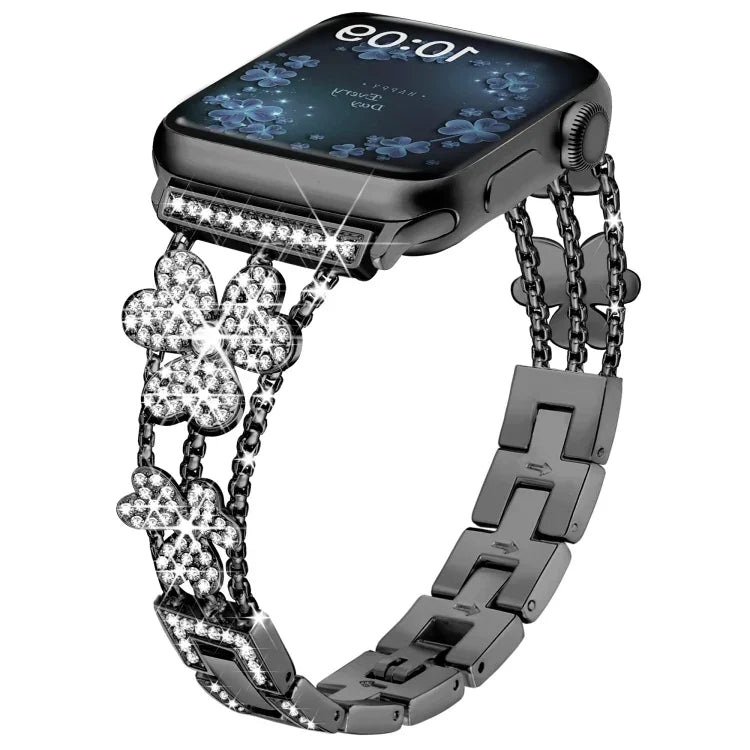 3つ葉のクローバーダイヤモンドウォッチバンド、Apple Watch Series 8&7 45mm用、Apple Watch Series 8&7 41mm用