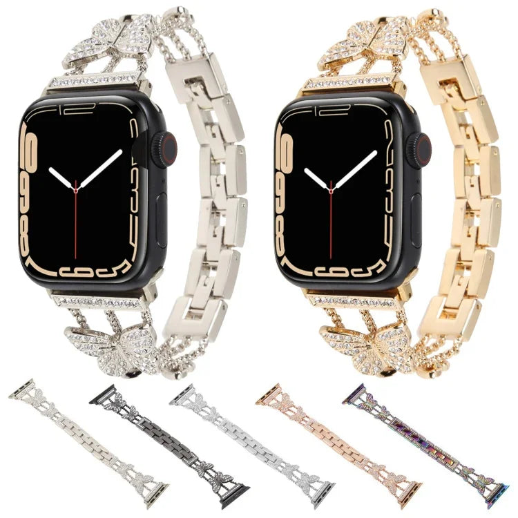 バタフライメタルダイヤモンドウォッチバンド、Apple Watch Series 8&7 45mm用、Apple Watch Series 8&7 41mm用