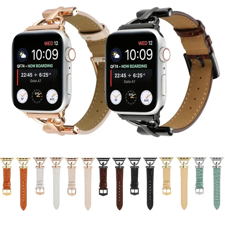 Dバックル クロコダイル 本革 時計バンド、Apple Watch Series 8&7 45mm 用、Apple Watch Series 8&7 41mm 用