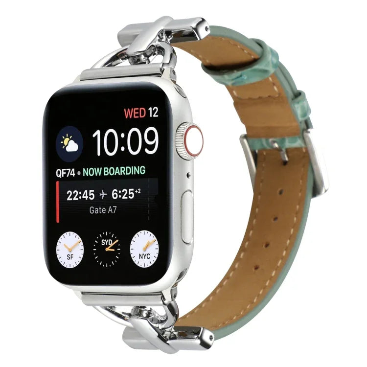 Dバックル クロコダイル 本革 時計バンド、Apple Watch Series 8&7 45mm 用、Apple Watch Series 8&7 41mm 用