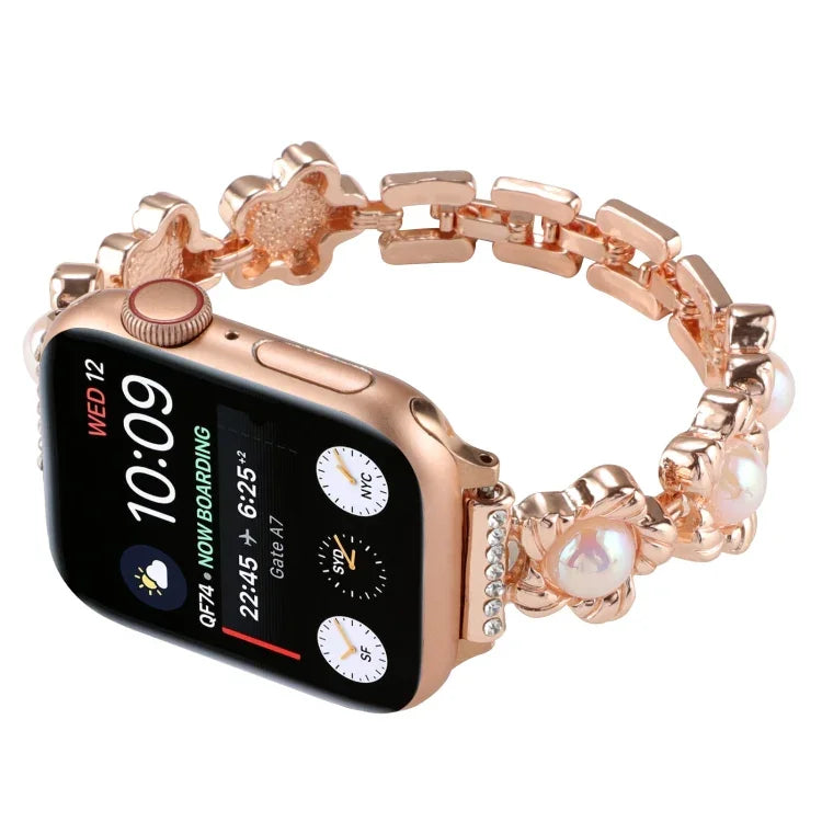 フラワーブレスレット メタル 時計バンド、Apple Watch Series 8&7 45mm 用、Apple Watch Series 8&7 41mm 用