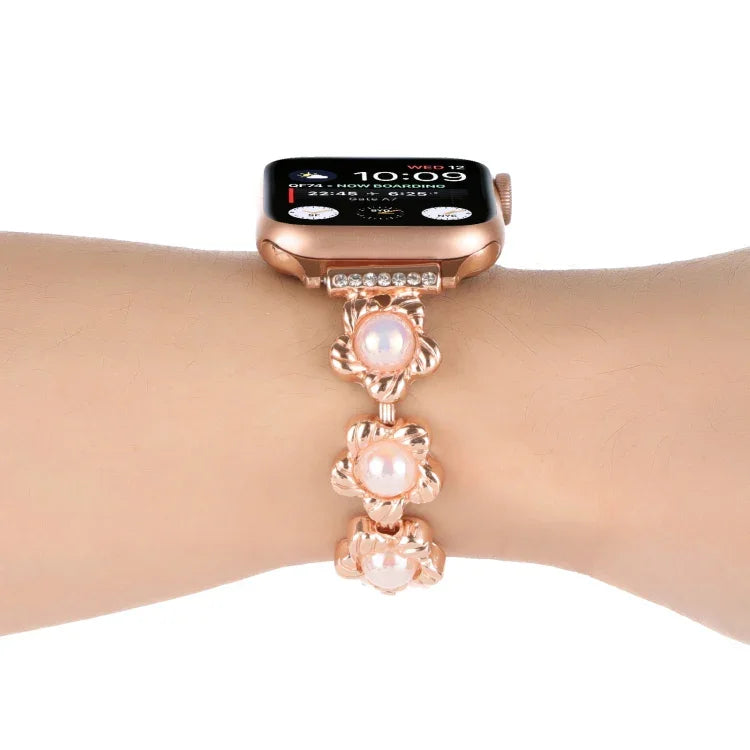 フラワーブレスレット メタル 時計バンド、Apple Watch Series 8&7 45mm 用、Apple Watch Series 8&7 41mm 用