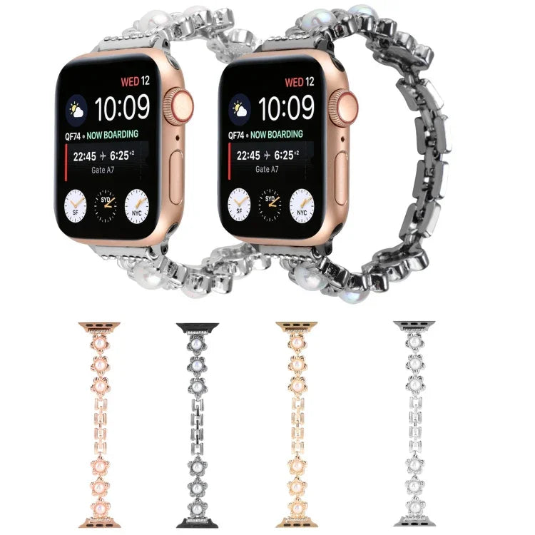 フラワーブレスレット メタル 時計バンド、Apple Watch Series 8&7 45mm 用、Apple Watch Series 8&7 41mm 用