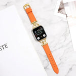 D-Buckle Plain Genuine Leather Watch Band, For Apple Watch Series 8&7 45mm, For Apple Watch Series 8&7 41mm