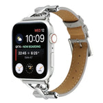 D-Buckle Plain Genuine Leather Watch Band, For Apple Watch Series 8&7 45mm, For Apple Watch Series 8&7 41mm