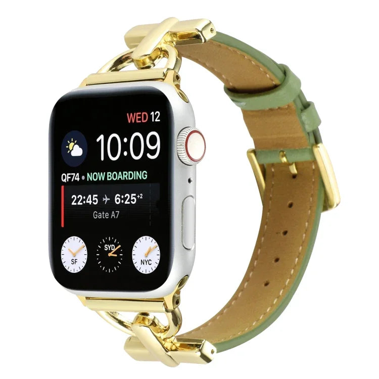 D-Buckle Plain Genuine Leather Watch Band, For Apple Watch Series 8&7 45mm, For Apple Watch Series 8&7 41mm
