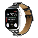 D-Buckle Plain Genuine Leather Watch Band, For Apple Watch Series 8&7 45mm, For Apple Watch Series 8&7 41mm