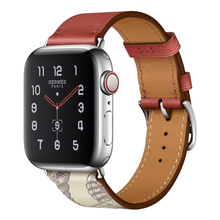 シルクスクリーン柄レザーウォッチバンド Apple Watch シリーズ7 41mm / 6 & SE & 5 & 4 40mm / 3 & 2 & 1 38mm用、Apple Watch シリーズ8&7 41mm / SE 2&6&SE&5&4 40mm / 3&2&1 38mm用