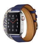 Silk Screen Pattern Leather Watchband, For Apple Watch Series 7 41mm / 6 & SE & 5 & 4 40mm / 3 & 2 & 1 38mm, For Apple Watch Ultra 49mm / Series 8&7 45mm / SE 2&6&SE&5&4 44mm / 3&2&1 42mm, For Apple Watch Series 8&7 41mm / SE 2&6&SE&5&4 40mm / 3&2&1 38...