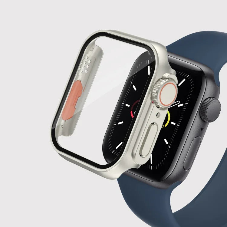 着脱式ボタン付きフィルムPCウォッチケース、Apple Watch Series 9 / 8 / 7 41mm用、Apple Watch Series SE 2025 / SE 2 / 6 / SE / 5 / 4 40mm用、Apple Watch SE 2025 / SE 2 / 6 / SE / 5 / 4 40mm用