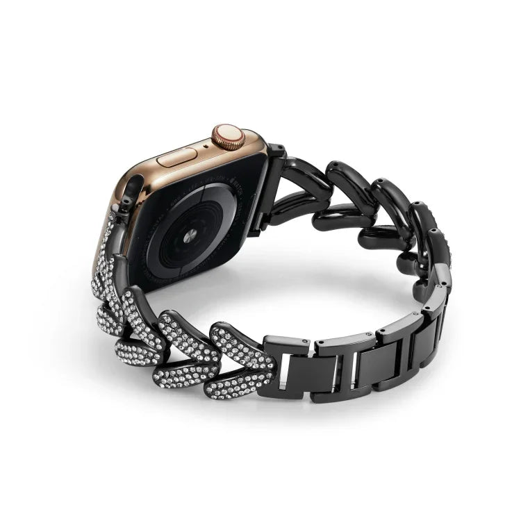 トライアングルダイヤモンドメタルウォッチバンド、Apple Watch Ultra 49mm / シリーズ8&7 45mm / SE 2&6&SE&5&4 44mm / 3&2&1 42mm用、Apple Watch シリーズ8&7 41mm / SE 2&6&SE&5&4 40mm / 3&2&1 38mm用