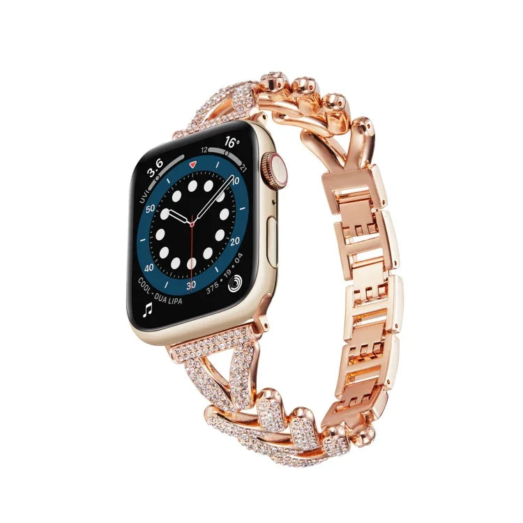 トライアングルダイヤモンドメタルウォッチバンド、Apple Watch Ultra 49mm / シリーズ8&7 45mm / SE 2&6&SE&5&4 44mm / 3&2&1 42mm用、Apple Watch シリーズ8&7 41mm / SE 2&6&SE&5&4 40mm / 3&2&1 38mm用