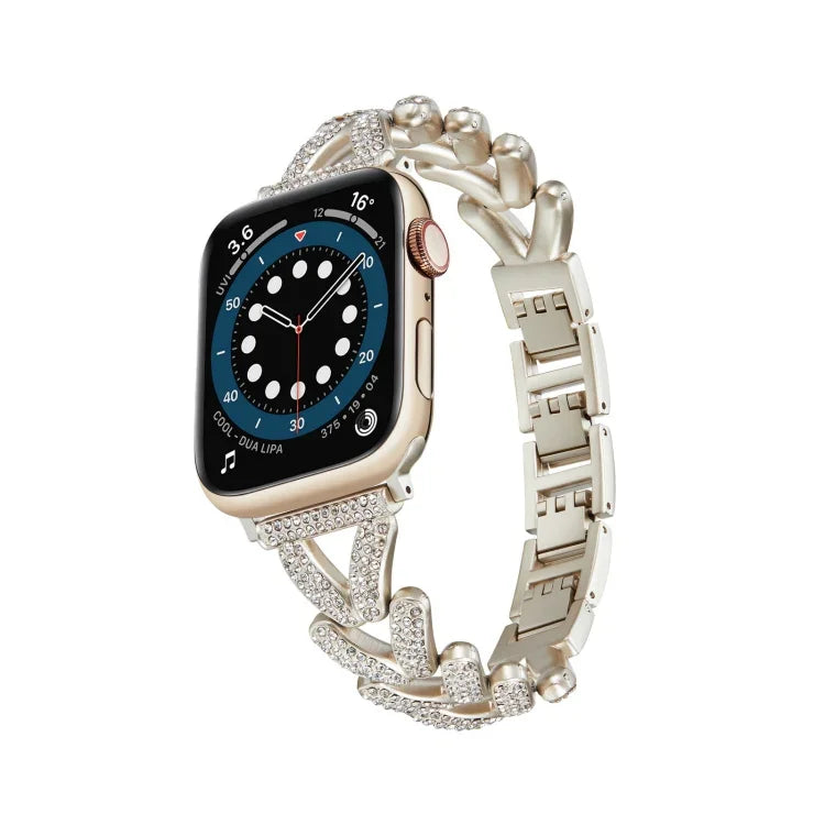 トライアングルダイヤモンドメタルウォッチバンド、Apple Watch Ultra 49mm / シリーズ8&7 45mm / SE 2&6&SE&5&4 44mm / 3&2&1 42mm用、Apple Watch シリーズ8&7 41mm / SE 2&6&SE&5&4 40mm / 3&2&1 38mm用