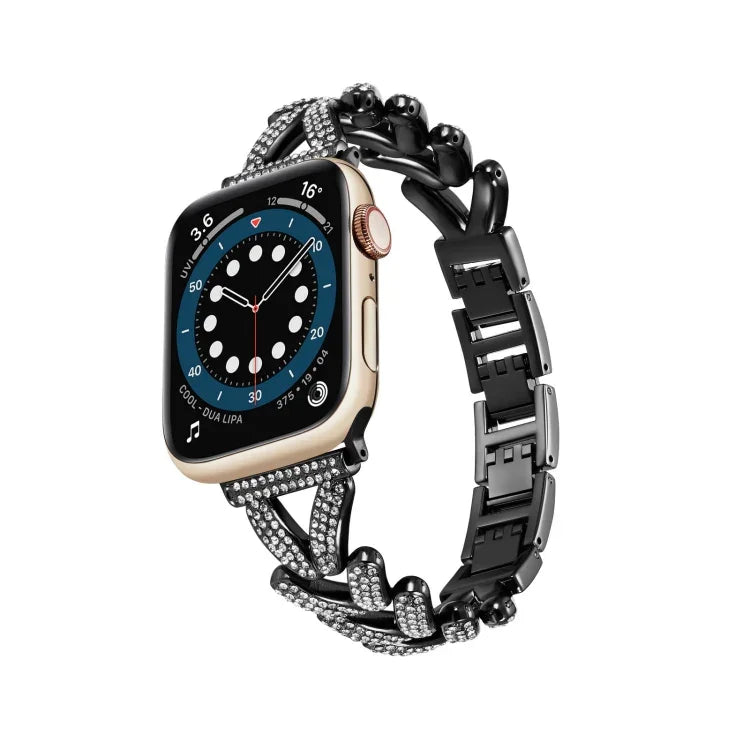 トライアングルダイヤモンドメタルウォッチバンド、Apple Watch Ultra 49mm / シリーズ8&7 45mm / SE 2&6&SE&5&4 44mm / 3&2&1 42mm用、Apple Watch シリーズ8&7 41mm / SE 2&6&SE&5&4 40mm / 3&2&1 38mm用