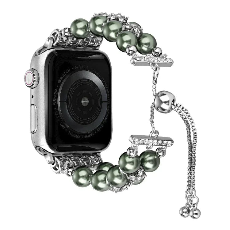 ダブルロウビーズ伸縮チェーンウォッチバンド、Apple Watch Ultra 49mm / シリーズ8&7 45mm / SE 2&6&SE&5&4 44mm / 3&2&1 42mm用、Apple Watch シリーズ8&7 41mm / SE 2&6&SE&5&4 40mm / 3&2&1 38mm用