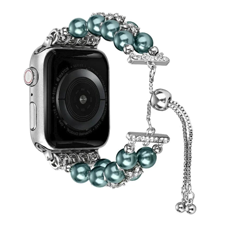 ダブルロウビーズ伸縮チェーンウォッチバンド、Apple Watch Ultra 49mm / シリーズ8&7 45mm / SE 2&6&SE&5&4 44mm / 3&2&1 42mm用、Apple Watch シリーズ8&7 41mm / SE 2&6&SE&5&4 40mm / 3&2&1 38mm用