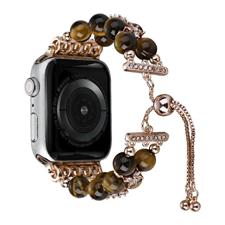 ダブルロウビーズ伸縮チェーンウォッチバンド、Apple Watch Ultra 49mm / シリーズ8&7 45mm / SE 2&6&SE&5&4 44mm / 3&2&1 42mm用、Apple Watch シリーズ8&7 41mm / SE 2&6&SE&5&4 40mm / 3&2&1 38mm用