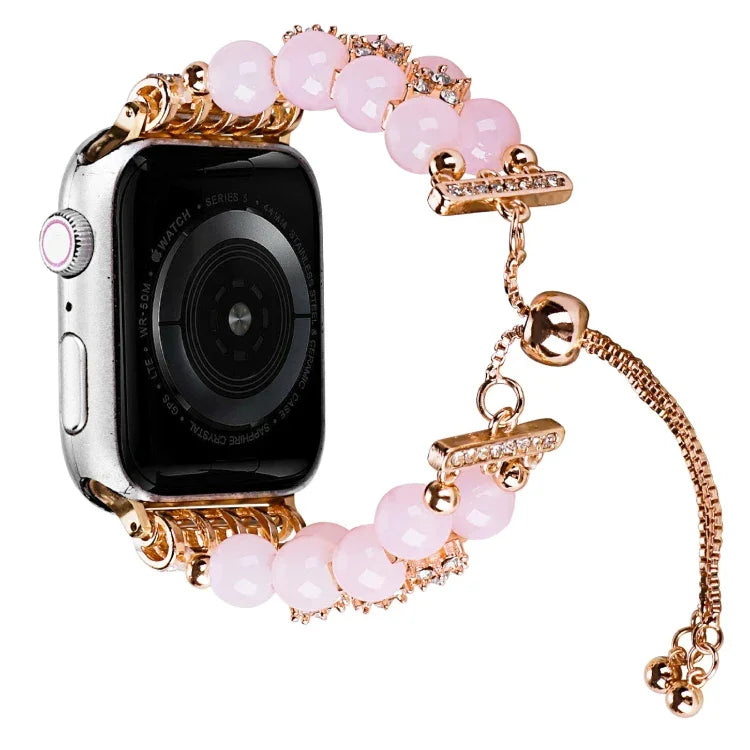 ダブルロウビーズ伸縮チェーンウォッチバンド、Apple Watch Ultra 49mm / シリーズ8&7 45mm / SE 2&6&SE&5&4 44mm / 3&2&1 42mm用、Apple Watch シリーズ8&7 41mm / SE 2&6&SE&5&4 40mm / 3&2&1 38mm用