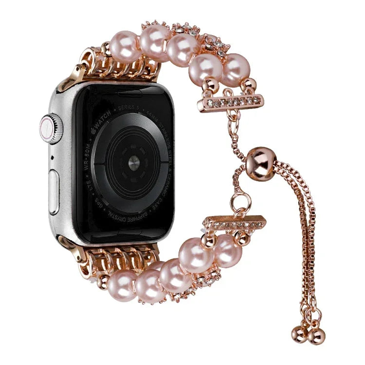 ダブルロウビーズ伸縮チェーンウォッチバンド、Apple Watch Ultra 49mm / シリーズ8&7 45mm / SE 2&6&SE&5&4 44mm / 3&2&1 42mm用、Apple Watch シリーズ8&7 41mm / SE 2&6&SE&5&4 40mm / 3&2&1 38mm用