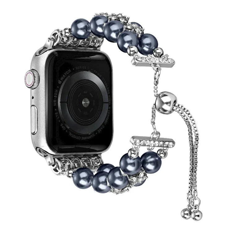 ダブルロウビーズ伸縮チェーンウォッチバンド、Apple Watch Ultra 49mm / シリーズ8&7 45mm / SE 2&6&SE&5&4 44mm / 3&2&1 42mm用、Apple Watch シリーズ8&7 41mm / SE 2&6&SE&5&4 40mm / 3&2&1 38mm用