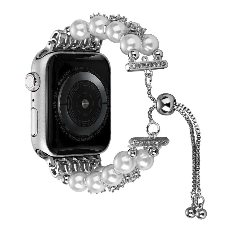 ダブルロウビーズ伸縮チェーンウォッチバンド、Apple Watch Ultra 49mm / シリーズ8&7 45mm / SE 2&6&SE&5&4 44mm / 3&2&1 42mm用、Apple Watch シリーズ8&7 41mm / SE 2&6&SE&5&4 40mm / 3&2&1 38mm用