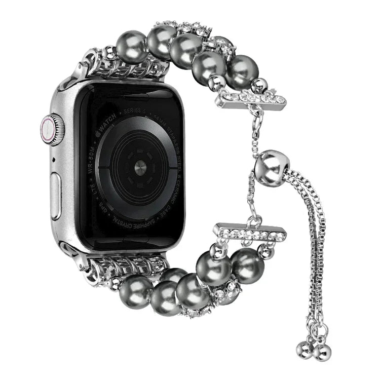ダブルロウビーズ伸縮チェーンウォッチバンド、Apple Watch Ultra 49mm / シリーズ8&7 45mm / SE 2&6&SE&5&4 44mm / 3&2&1 42mm用、Apple Watch シリーズ8&7 41mm / SE 2&6&SE&5&4 40mm / 3&2&1 38mm用
