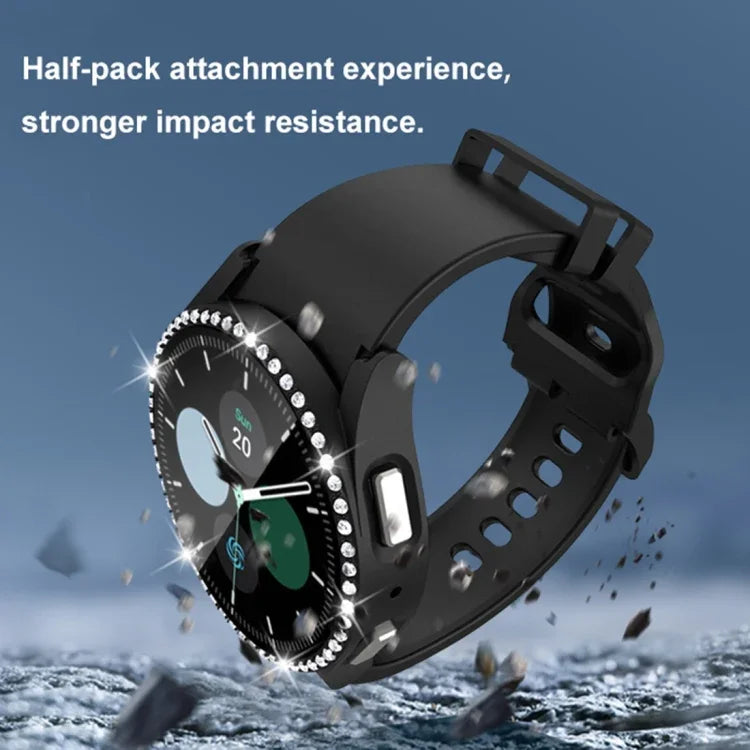 シングルロウダイヤモンドPC＋強化ガラスウォッチケース、Samsung Galaxy Watch5 44mm用