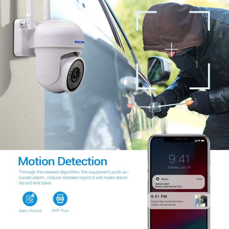 ESCAM PVR007 3MP スマートHD WiFiカメラ フルカラーナイトビジョン／動体検知／音声アラーム／TFカード対応、PVR007