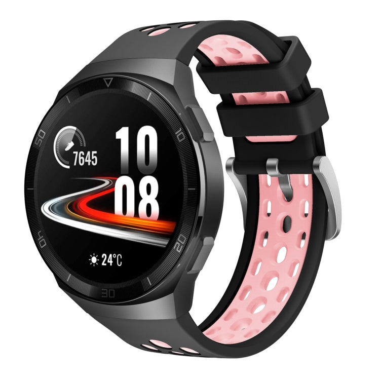 Two Color Round Hole Silicone Watch Band, For Huawei Watch GT 2e