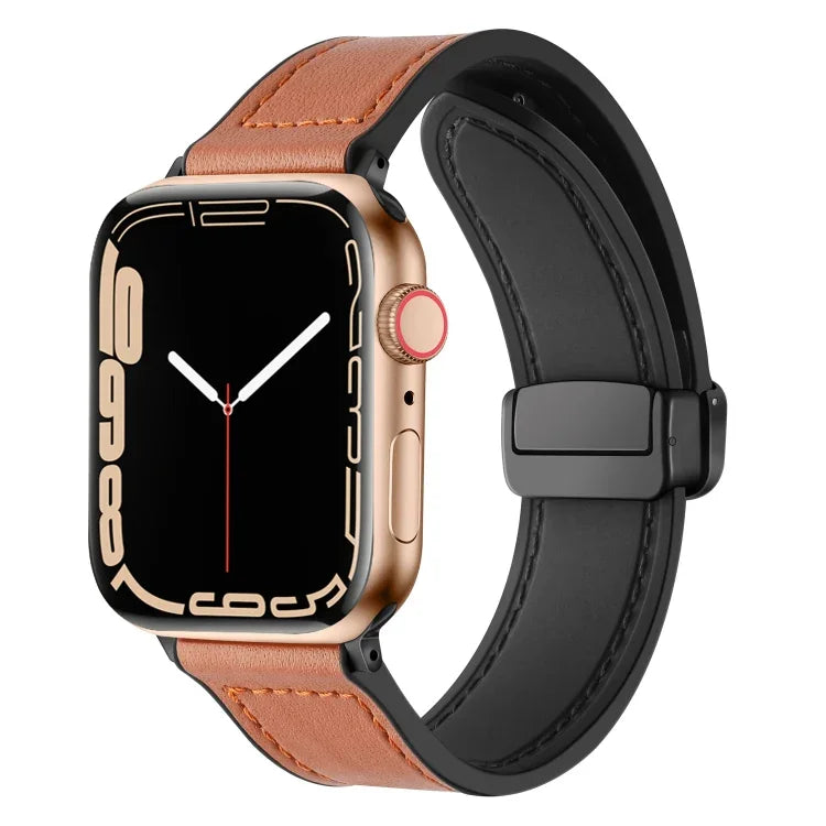 マグネット折りたたみシリコンレザーワッチバンド、Apple Watch シリーズ 8&7 41mm 用