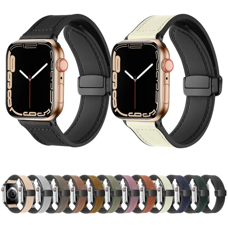 マグネット折りたたみシリコンレザーワッチバンド、Apple Watch シリーズ 8&7 41mm 用
