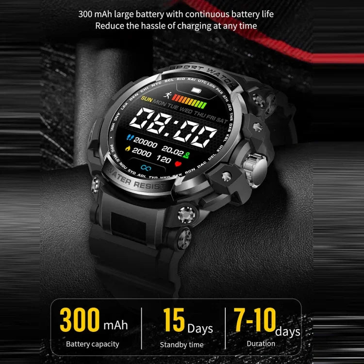 LC16 1.32インチ IP68防水 スポーツアウトドアスマートウォッチ、Bluetooth通話／心拍数モニタリング対応