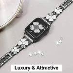 Petal メタルダイヤモンド時計バンド、Apple Watch 3 38mm用、Apple Watch 9 45mm用、Apple Watch 3 42mm用、Apple Watch 2 38mm用、Apple Watch 2 42mm用、Apple Watch 38mm用、Apple Watch 42mm用、Apple Watch 9 41mm用