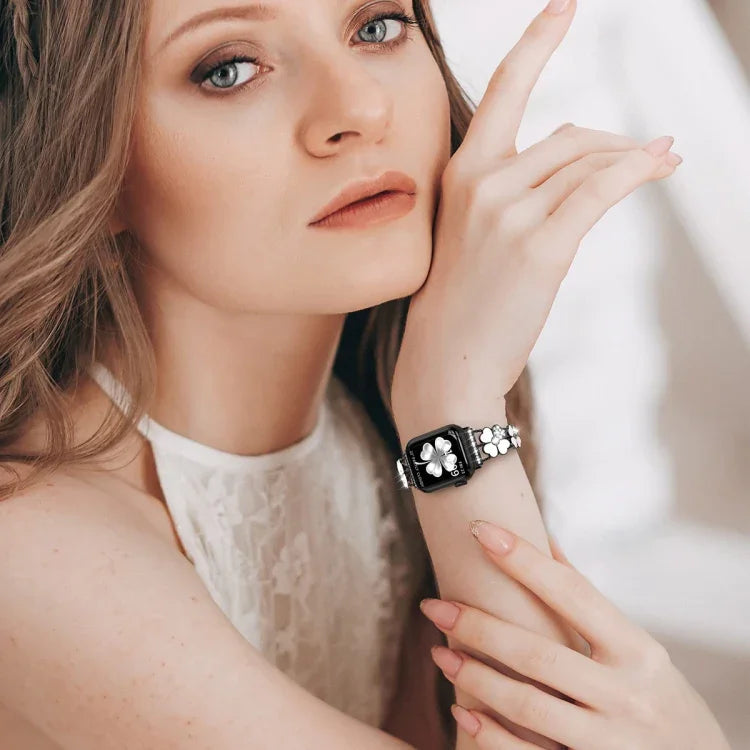 Petal メタルダイヤモンド時計バンド、Apple Watch 3 38mm用、Apple Watch 9 45mm用、Apple Watch 3 42mm用、Apple Watch 2 38mm用、Apple Watch 2 42mm用、Apple Watch 38mm用、Apple Watch 42mm用、Apple Watch 9 41mm用