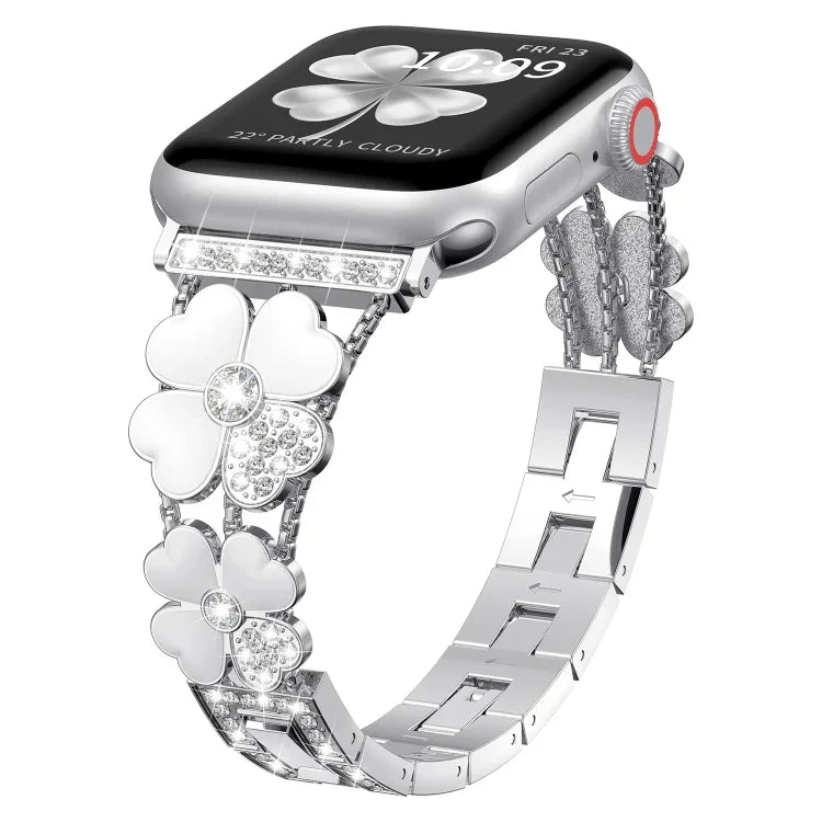 Petal メタルダイヤモンド時計バンド、Apple Watch 3 38mm用、Apple Watch 9 45mm用、Apple Watch 3 42mm用、Apple Watch 2 38mm用、Apple Watch 2 42mm用、Apple Watch 38mm用、Apple Watch 42mm用、Apple Watch 9 41mm用