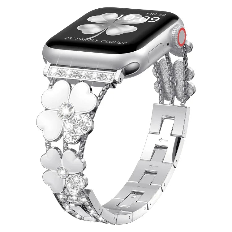 Petal メタルダイヤモンド時計バンド、Apple Watch 3 38mm用、Apple Watch 9 45mm用、Apple Watch 3 42mm用、Apple Watch 2 38mm用、Apple Watch 2 42mm用、Apple Watch 38mm用、Apple Watch 42mm用、Apple Watch 9 41mm用