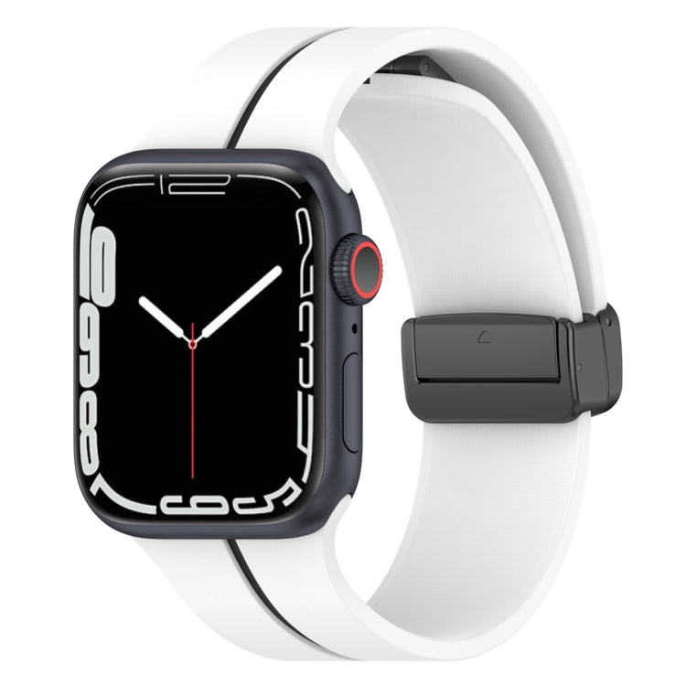 Two Color Folding Buckle Silicone Watch Band, For Apple Watch SE 2023 40mm, For Apple Watch 5 40mm, For Apple Watch 5 44mm, For Apple Watch 4 40mm