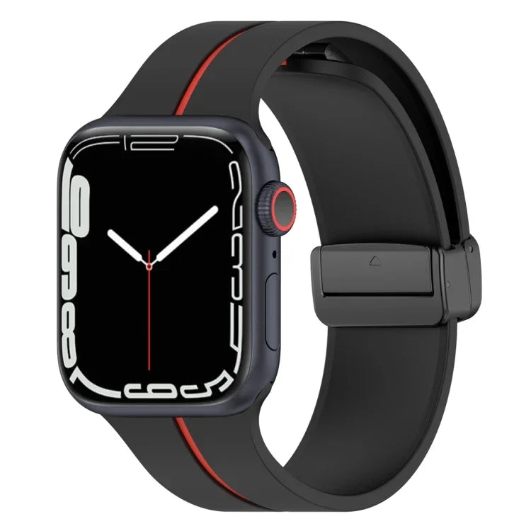 二色折りたたみバックルシリコン時計バンド、Apple Watch 9 45mm用、Apple Watch 9 41mm用