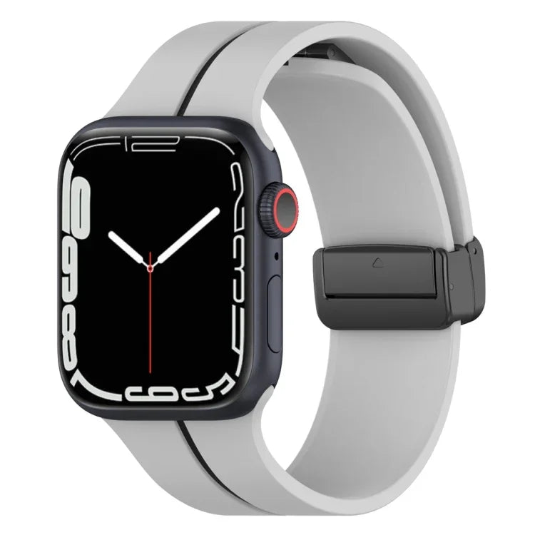 二色折りたたみバックルシリコン時計バンド、Apple Watch 9 45mm用、Apple Watch 9 41mm用