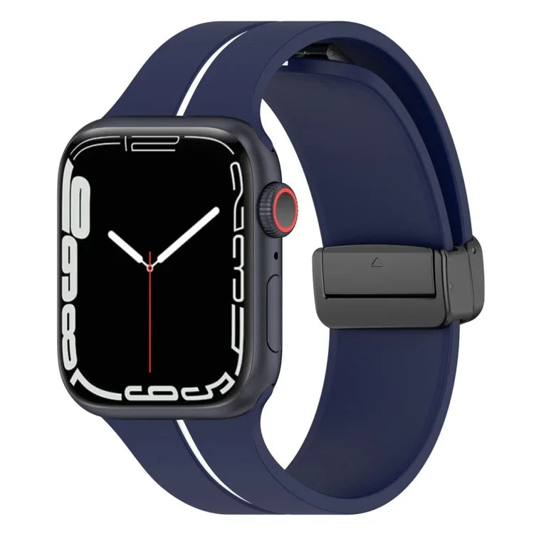二色折りたたみバックルシリコン時計バンド、Apple Watch 9 45mm用、Apple Watch 9 41mm用
