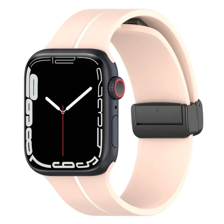 二色折りたたみバックルシリコン時計バンド、Apple Watch 9 45mm用、Apple Watch 9 41mm用