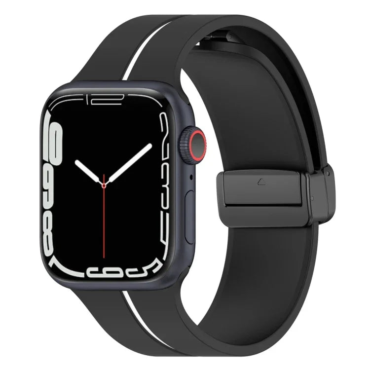 二色折りたたみバックルシリコン時計バンド、Apple Watch 9 45mm用、Apple Watch 9 41mm用